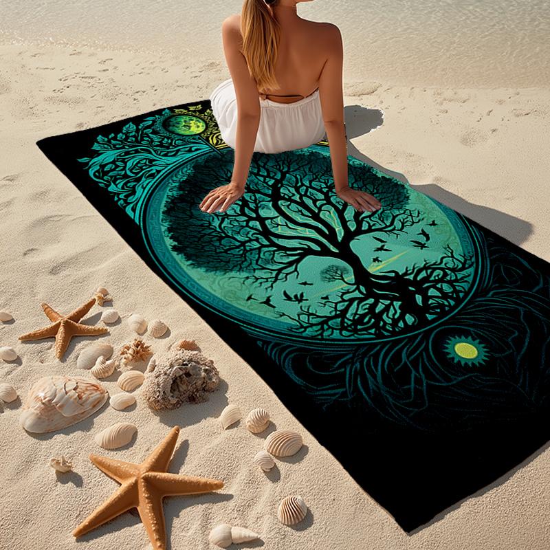 Viking Runes & Tree of Life Fashion Beach Towel: Ideal for Summer Adventures Soft, absorbent and quick drying suitable for swimming and bathing