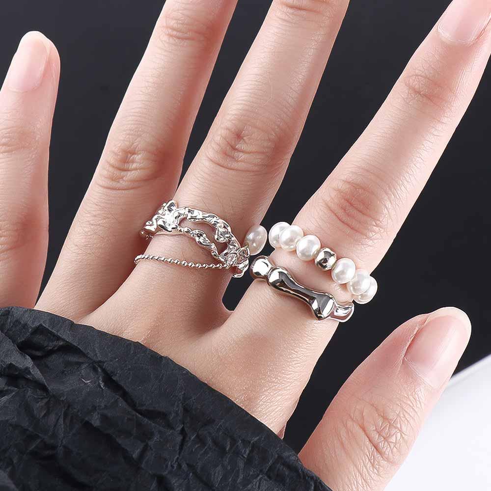 Tassel Chain Baroque Pearl Party Korean Style Women Rings Adjustable Open Ring Index Finger Ring