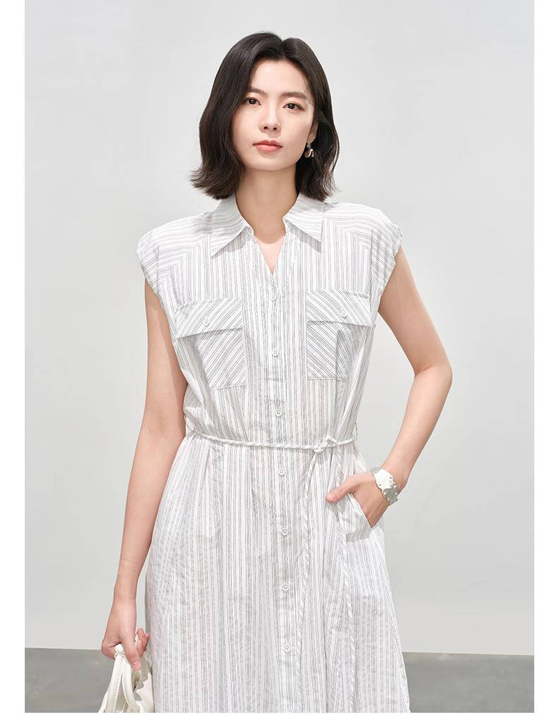 Striped commuting shirt style dress