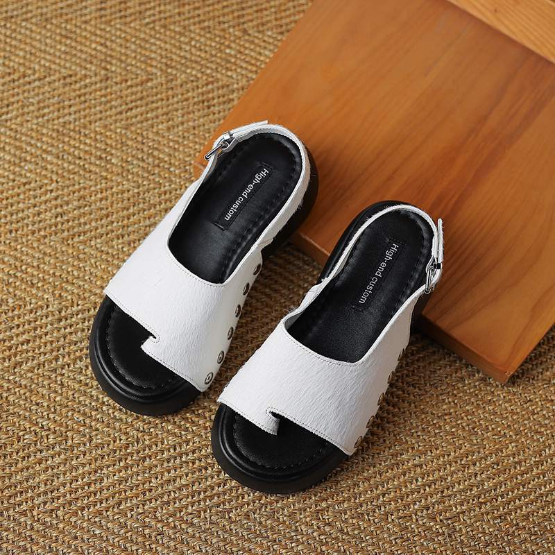 Krazing Pot Конский волос натуральный мех летний размер 42 европейский дизайн толстая подошва плоская платформа женские суперзвезда открытый носок сандалии