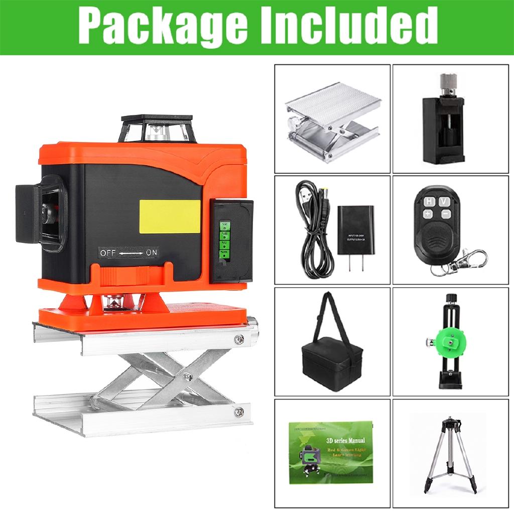 16 Зеленых Линий Лазерный Уровень+Пульт Дистанционного Управления 3D Самовыравнивающийся 360 Горизонтальный И Вертикальный Перекрестный Наружный Мощный Лазер