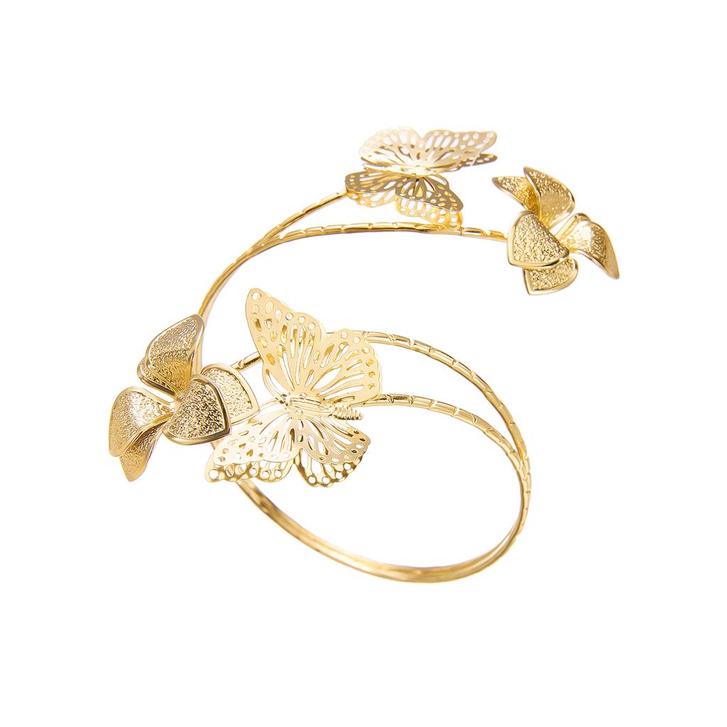 Boho Hollow Butterfly Flower Arm Cuff Bracelets for Women Elegant Enamel Floral Upper Arm Bangle Music Festival Jewelry Gift
