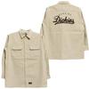 GENUINE DICKIES Men's Corduroy Shirt, Plus Size, Back Logo Embroidered Print, Long Sleeve, Work Shirt, Size 5L, Beige (18)