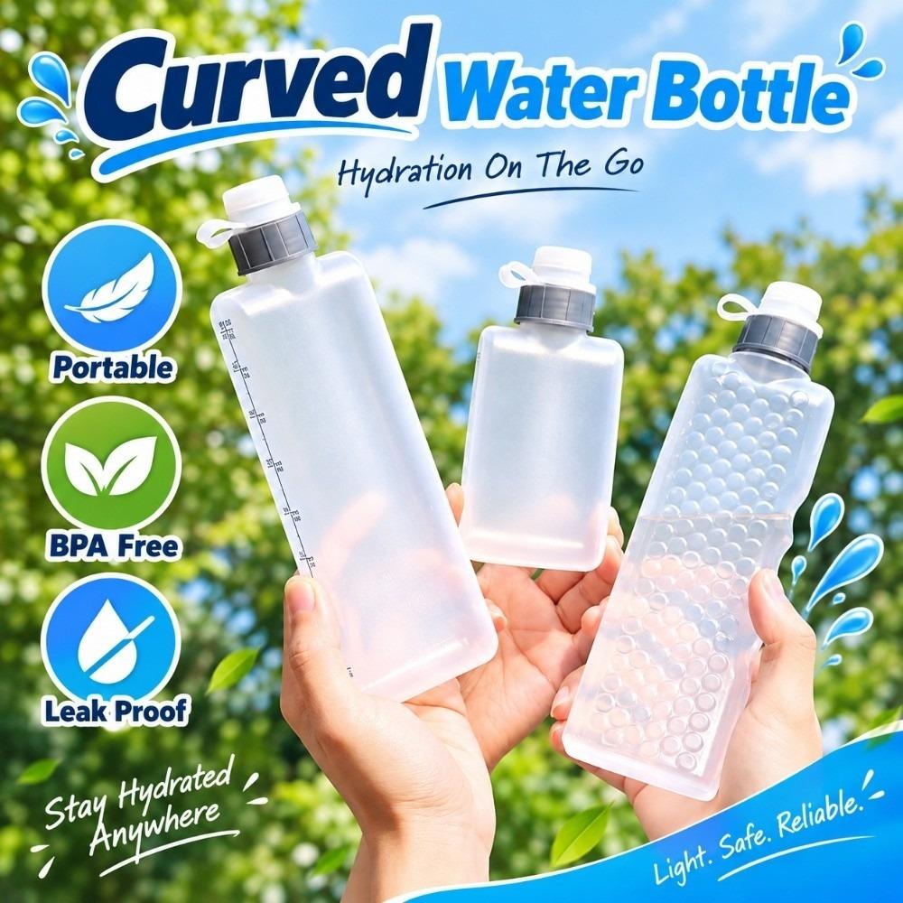 BPA Free Curved Water Flask Portable Squeezing Water Bottle Running Water Bottle Training