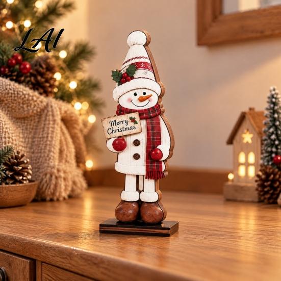 Festive Home Decorations Wooden Christmas Table Sign Santa Claus Elk Snowman Tabletop Decoration Desktop Holiday Party Centerpiece for Office Shelf