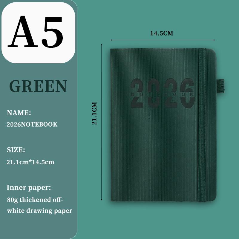 Ежедневник на английском языке на 2026 год с резинкой: Годовой календарь, Еженедельник, 365-дневный блокнот для эффективности