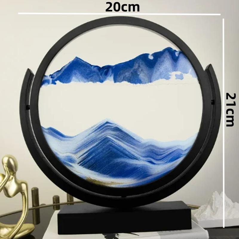 3D вращающиеся песочные часы движущаяся картина из песка круглая стеклянная черная рамка песочные часы глубоководный песчаный пейзаж зыбучие пески украшения для дома