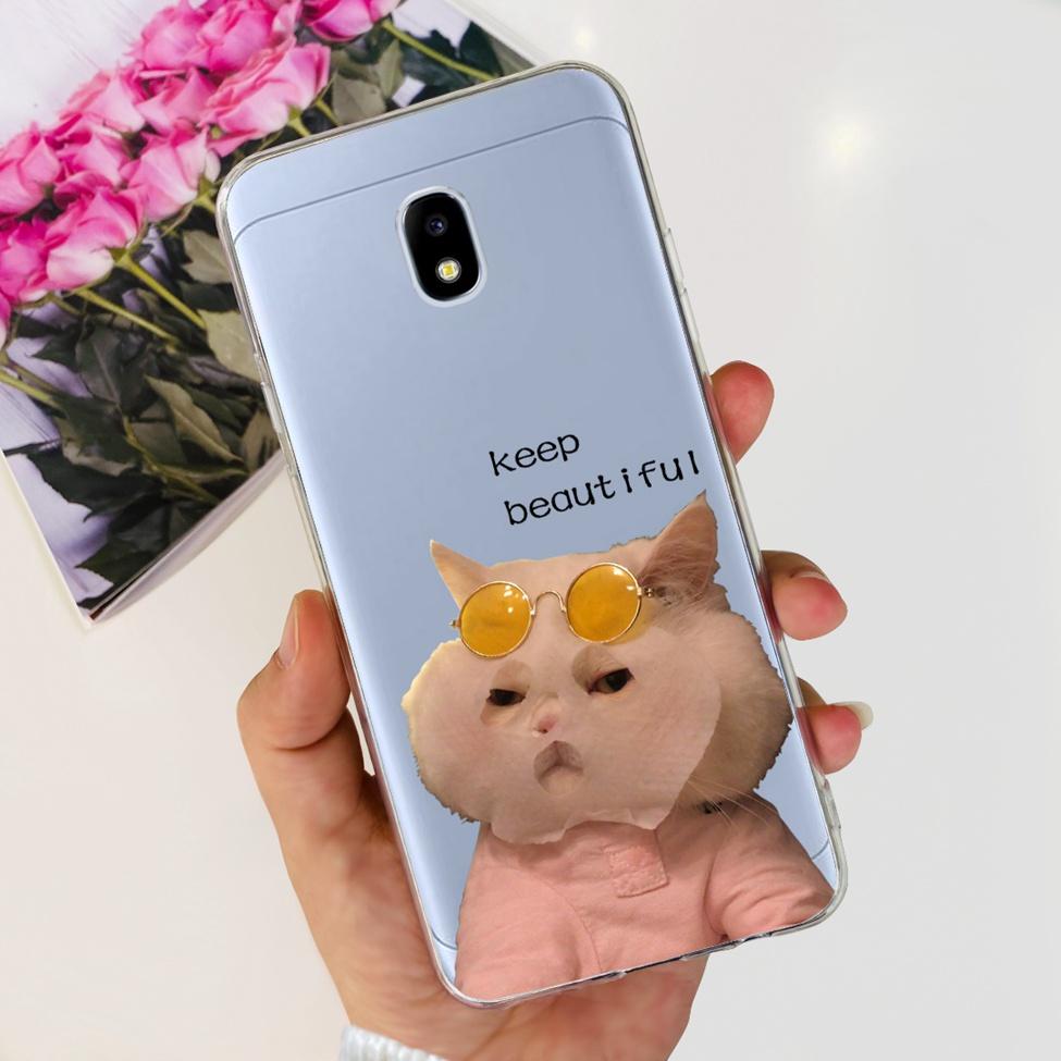 Чехол для Samsung J3 J5 J7 2017 Чехол Милый Мультяшный Кот Модные Цветы Задняя Крышка Для Samsung Galaxy J7 2017 Чехол для Телефона