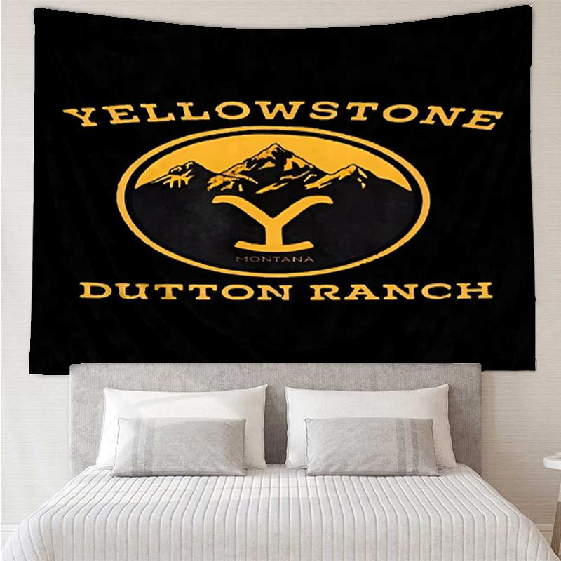 Yellowstone Print Tapestry, Backdrop, Easy Setup, Ideal for Bedroom, Office & Living Room, with Aesthetic Wall Hanging Decor.