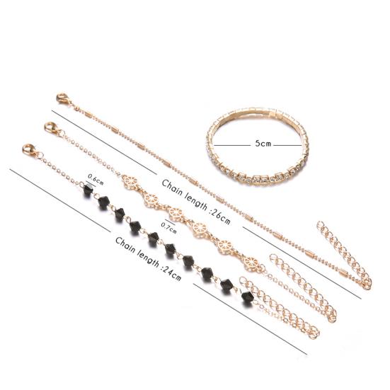 4 шт./компл. женский многослойный полый компас со стразами и бисером теннисный браслет-цепочка