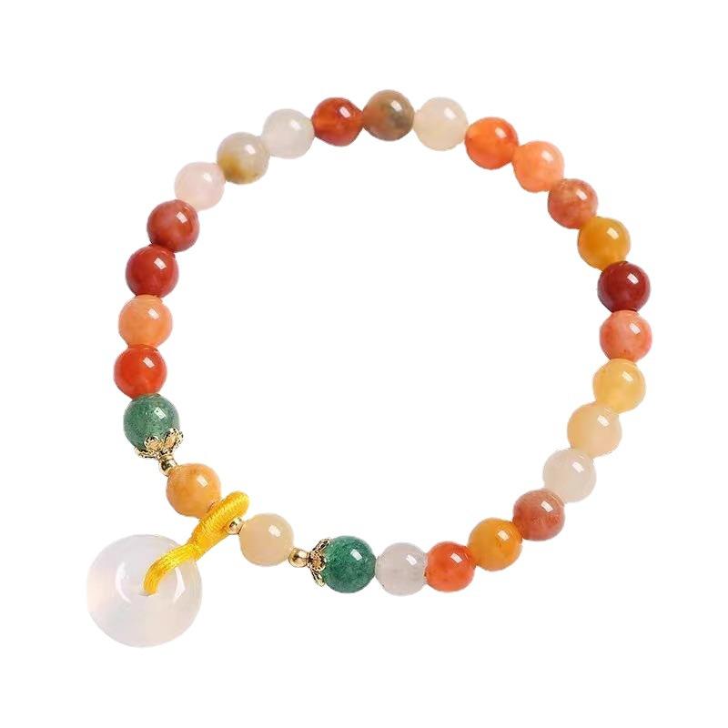 Natural golden jade peace buckle bracelet for women, multi-treasure bracelet for men, student, best friend gift, couple's jewelry