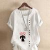 Женская мода Love Dog Printed с круглым вырезом и коротким рукавом футболка повседневная хлопковая льняная рубашка с рисунком для отдыха свободная летняя блузка топы