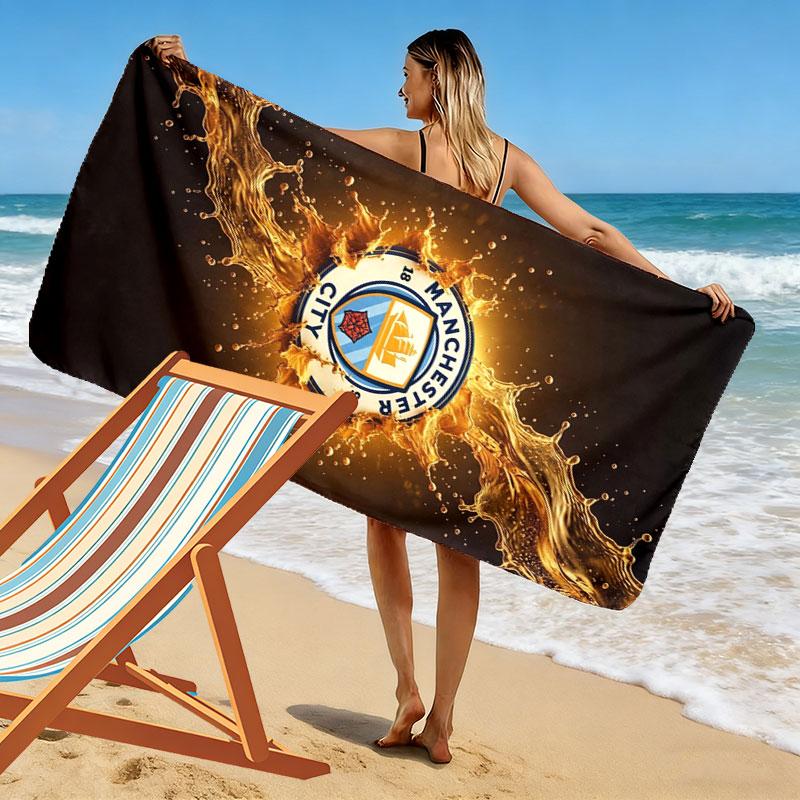 Manchester City F Print Beach Towel, Large Soft Quick Dry Towel for Beach Camping Swimming
