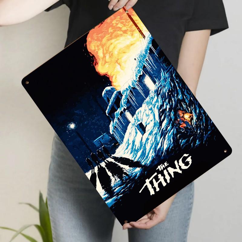 The Thing Movie Poster Metal Wall Art Classic Horror Film Decor for Living Room Bar Study Room