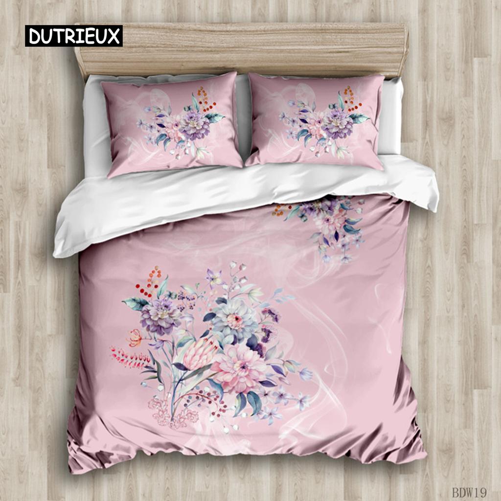 Пододеяльник с цветочным рисунком, ботанические листья, двусторонний комплект постельного белья с цветочным рисунком, натуральное растение, двуспальная кровать размера «king-size», полиэстер, одеяло