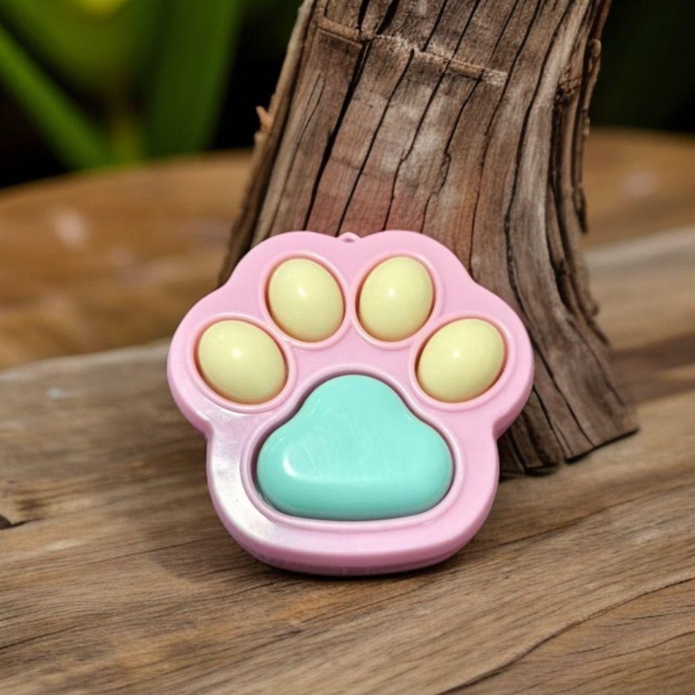 Key Ring Cat Claw Button Pendant Cartoon Cat Paw Keyboard Novelty Cat Paw Keychain Kids Toy