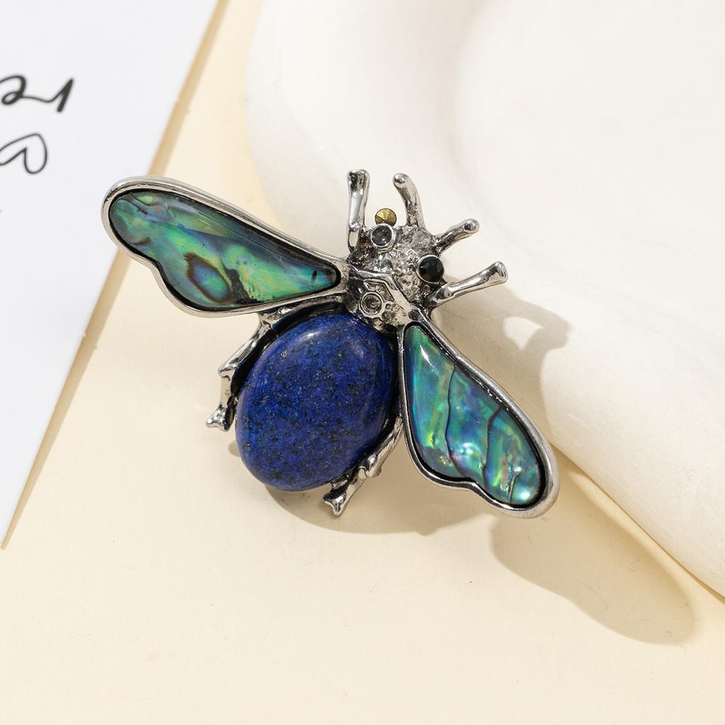 1Pc, Natural Stone Ladybird Shape Brooches, Boho Reiki Healing Crystal Amethyst Malachite Lapis Lazuli Gemstone Brooch Pin for Women Men Jewelry