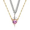 Can Be Assembled Heart and Sword Zircon Pendant Necklace for Women Men Couple Silver Gold Plated Choker Chain Jewelry