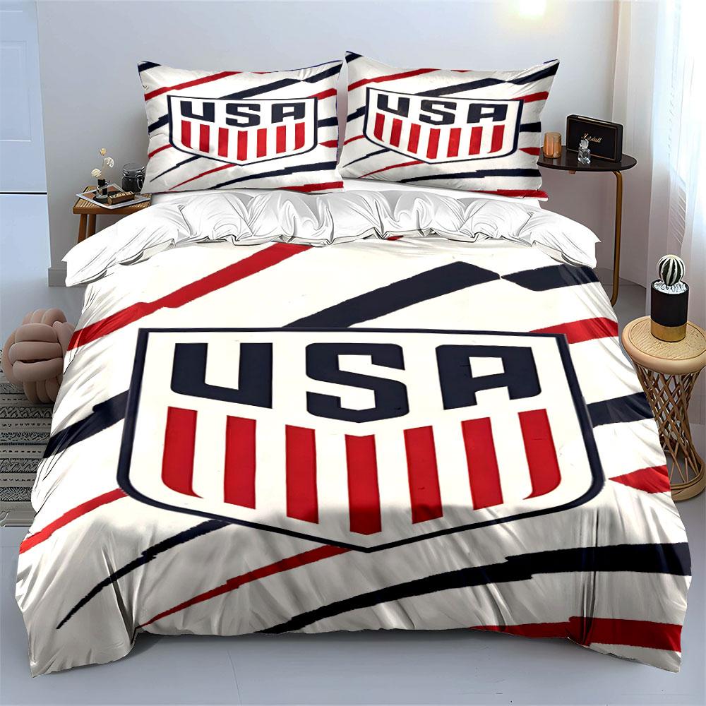 USA logo with stripes. Bedding sets Duvet cover sets Duvet covers Pillowcases(1*Duvet Cover 2*Pillowcases without duvet insert)