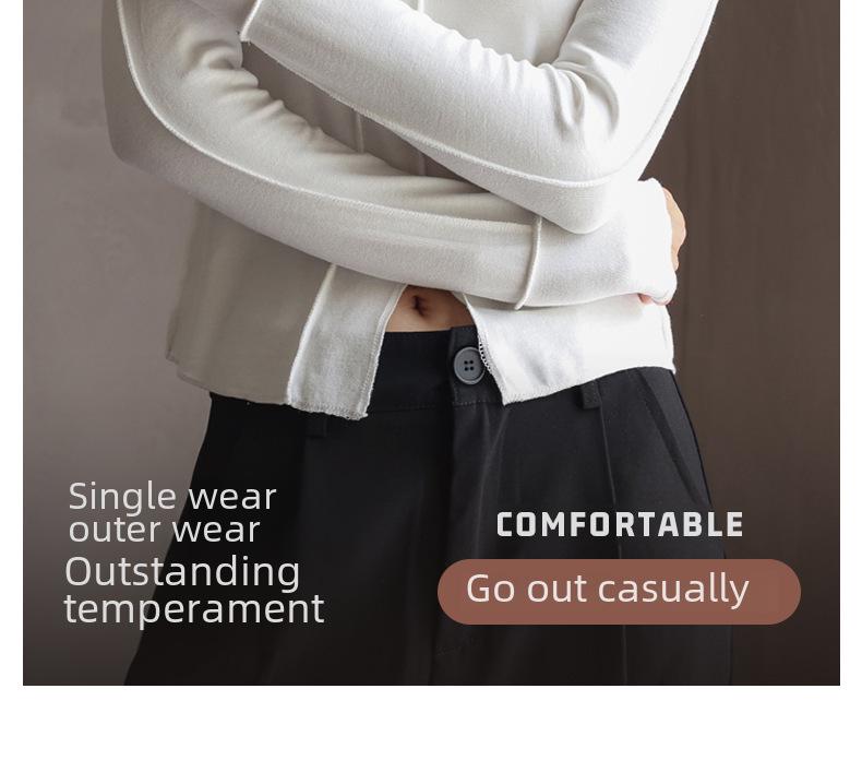 Женский осенний модальный топ с V-образным вырезом, облегающего кроя, с длинными рукавами