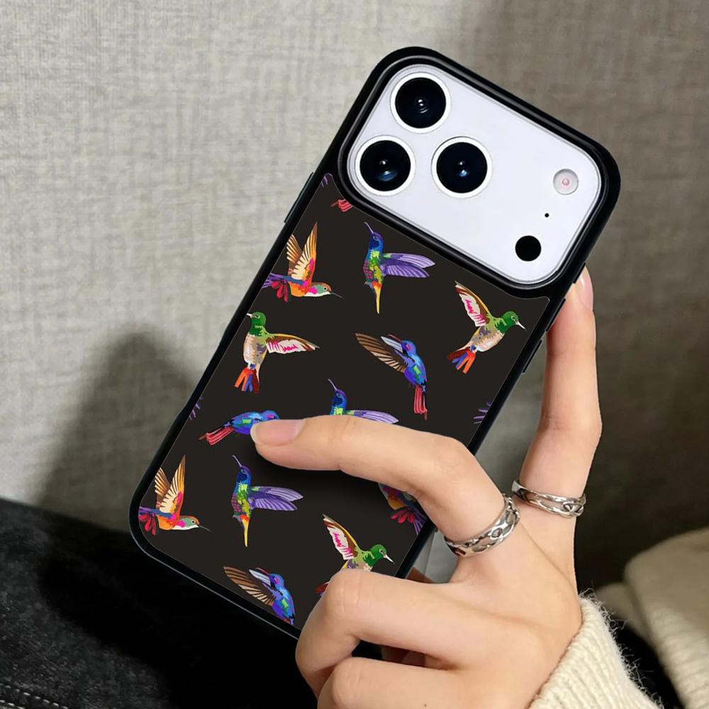 Capa Case for iPhone 17 Air 16 Pro Max 15 Plus 11 13 Mini 14 12 Back Phone Cover Hummingbird