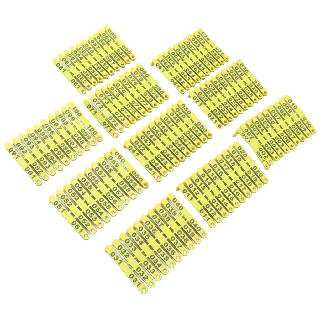 100PCS 001‑100 Number Plastic Livestock Tag Integrated Colorfast Livestock Ear Tags for Cattle Cows