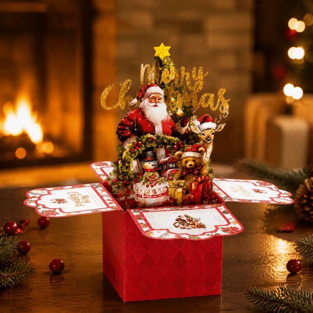 3D Pop-up Christmas Greeting Card Paper Festive Greeting Card  Holiday Decoration