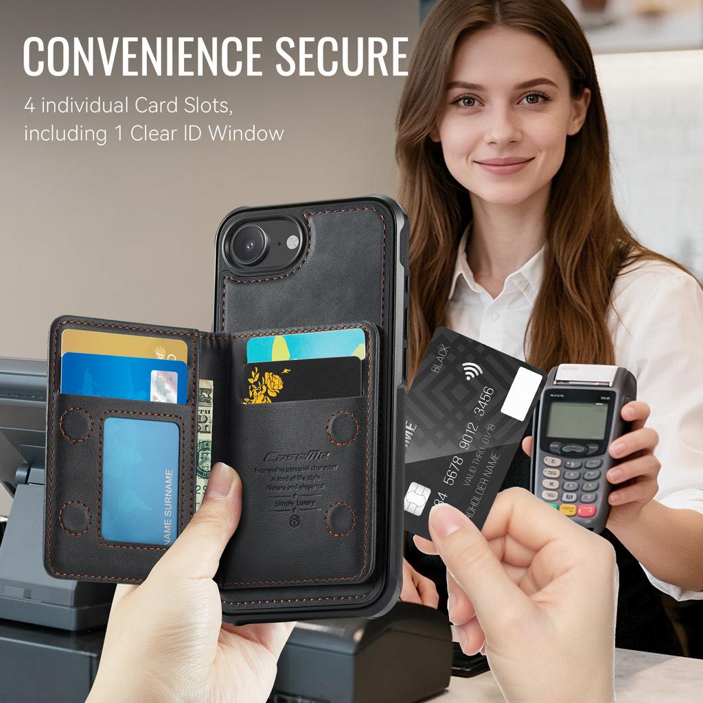 For iPhone 16e Magnetic Case CASEME ME80 Series Leather PC TPU Phone Cover with Detachable Wallet