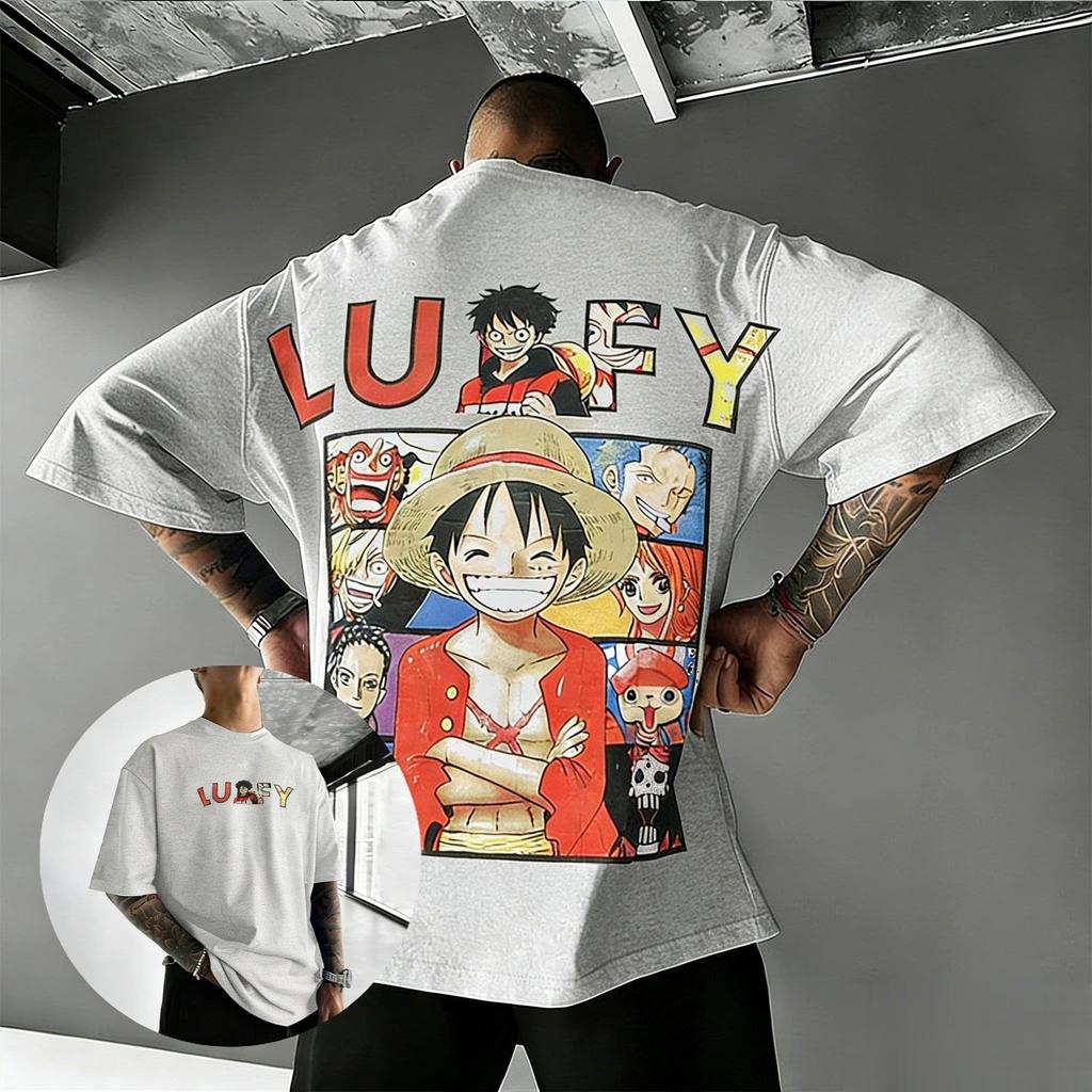 Оверсайз Футболка с Аниме-Принтом Луффи One Piece Мужская Женская 2026 Лето Уличная Одежда Футболка Повседневная С коротким Рукавом Мультяшный Принт Y2k