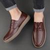 Fashion Classic Brand Men's Leather Casual Shoes Fashionable Brown Versatile Men's Office Business Shoes Soft Soled Hiking Travel Shoes