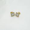 18K Natural Mother-of-Pearl Four-Leaf Clover Earrings - Korean Style, Simple Fashion, High-End Design