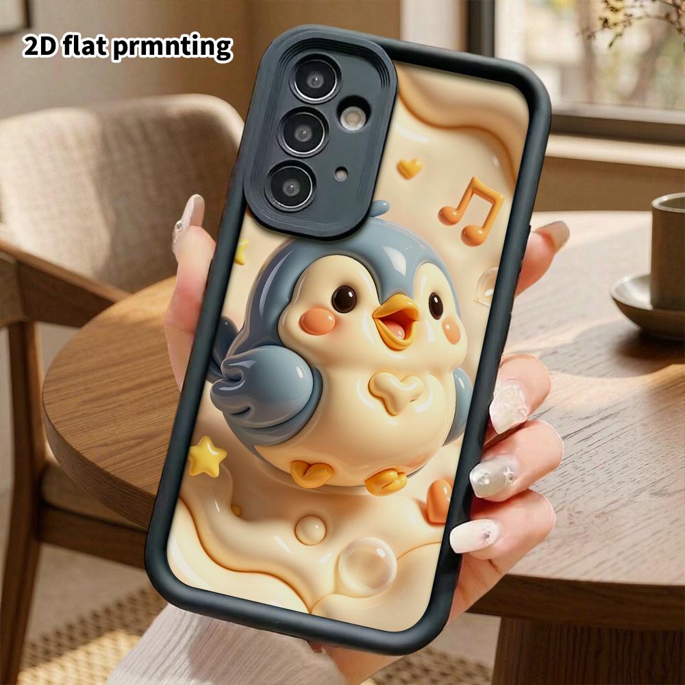 Phone Case: 2D flat design suitable for Samsung Galaxy A34 A35 M05 M06 S20 S22 S21 FE Plus 5G protective case, Singing little penguin, perfect Christm