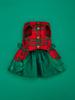 Christmas Puppy Dresses Dog Dress  Classical Plaid Printed Puppy Clothes with Ruffle Tulle Bowknot Doggie Xmas Party Pet Cat War