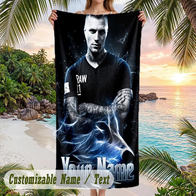 Kontra K Beach Towel, Personalized Custom Name Text, Quick Dry Large Absorbent Towel For Beach Pool