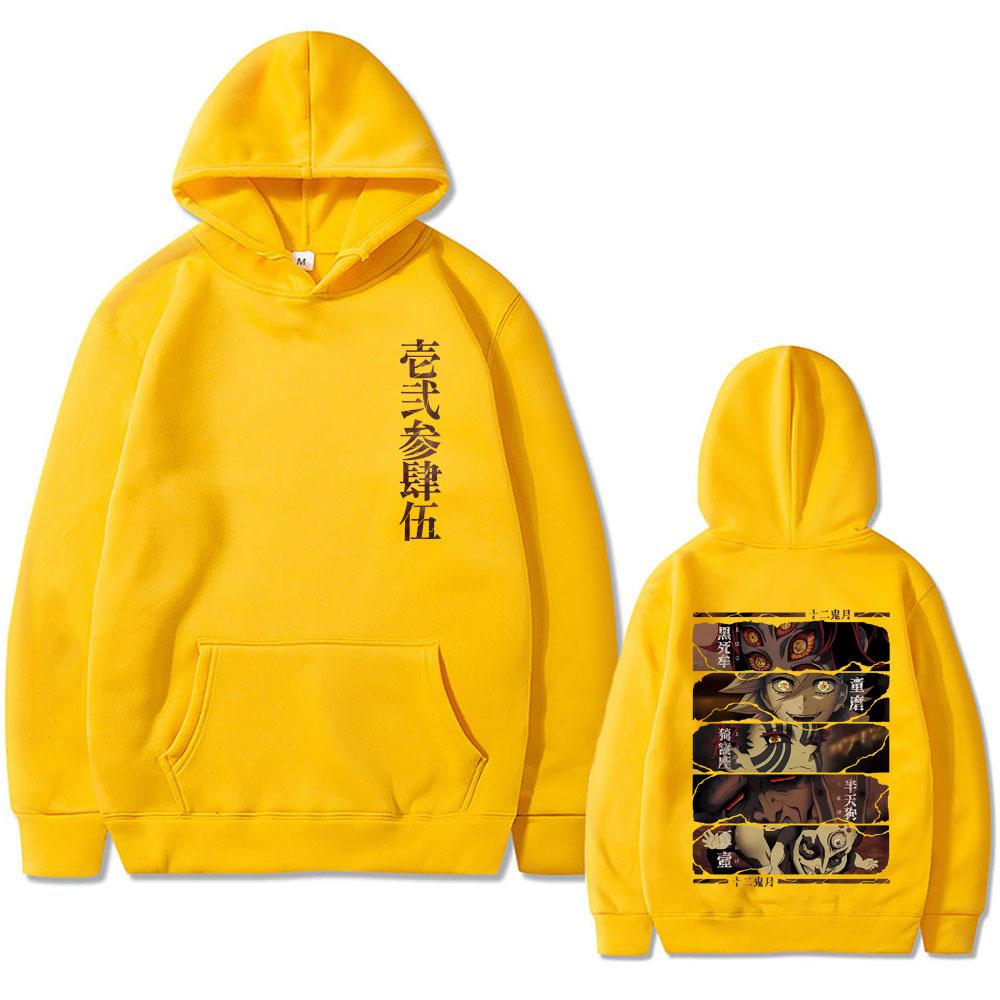 Аниме Клинок, рассекающий демонов Кокушибо Доума Аказа Хантенгу Гёкко Графическое худи Мужское Женское Оверсайз Пуловер Мужчина Винтажные Худи