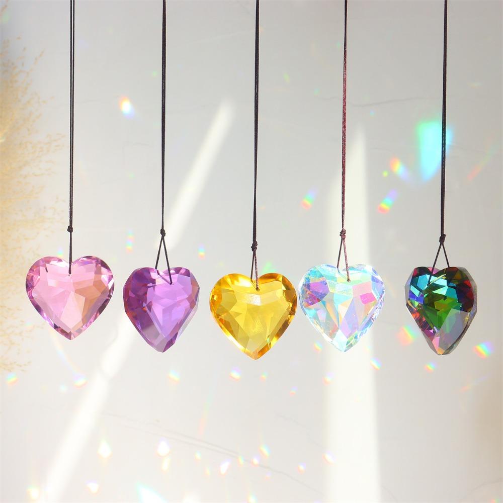 45mm Crafts Hanging Pendant Heart Hanging Heart Suncatcher Dreamy Crystal Wind Chime Xmas Gift