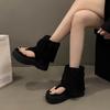 Height Increase 7cm Thick-soled Trousers, Cool Boots for Women's Summer New Small Toe Sandals, Hollow and Breathable Small Short Boots