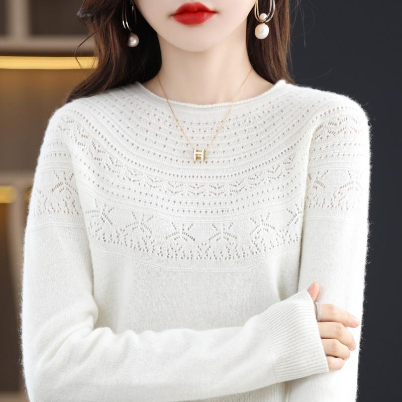 Женский свитер с круглым вырезом и подвернутым краем, кашемир Qinghe, 30% кашемира 70% шерсти, зимний вязаный свитер, осенний свитер, кашемировый свитер