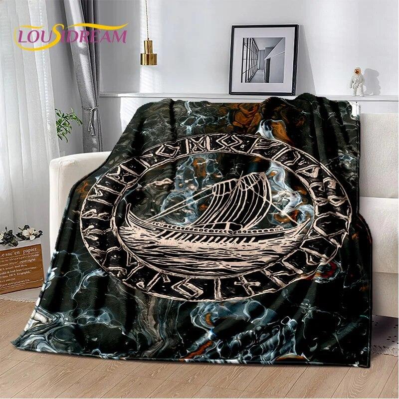 3D Viking Odin Valhalla Nordic Mythology Symbols Blanket,Soft Throw Blanket for Home Bedroom Bed Sofa Picnic Office Travel Cover
