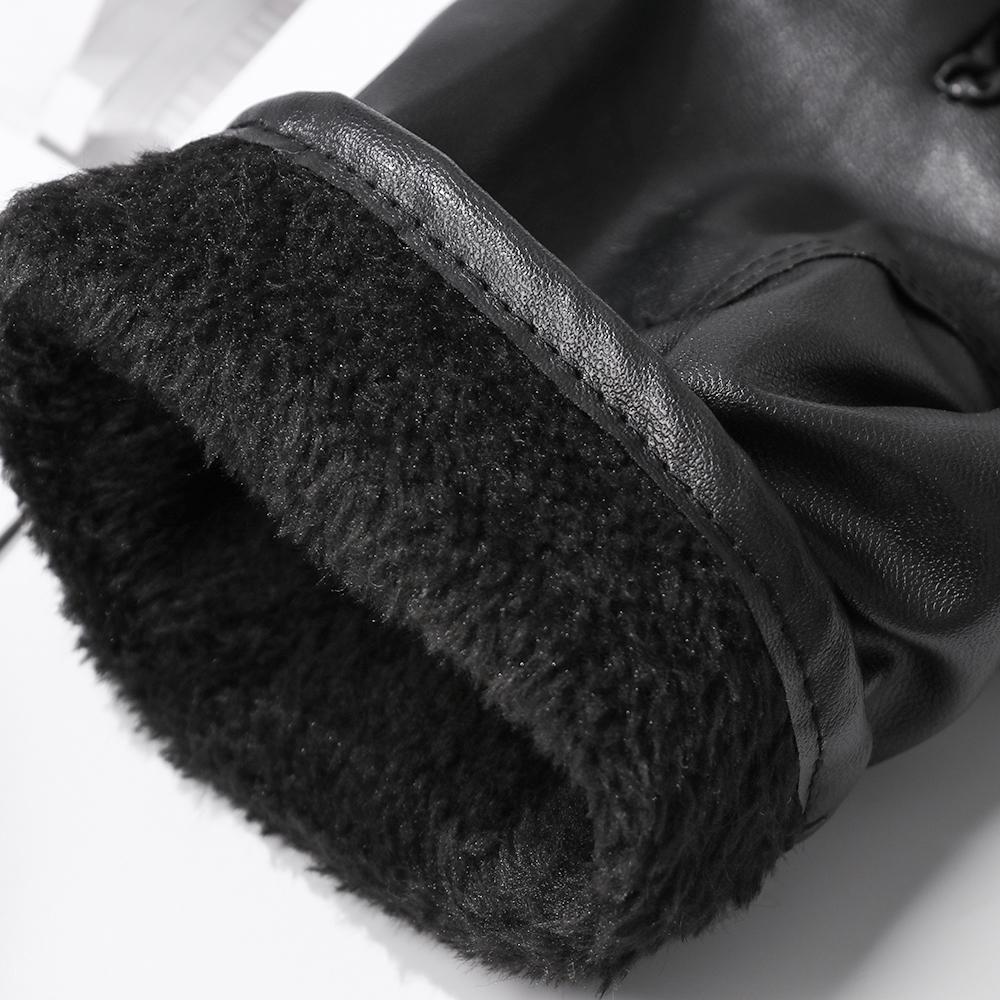 Зимние Гот Панк Термо Теплые Черные Перчатки Ветрозащитные Перчатки Нескользящие Варежки Сенсорные