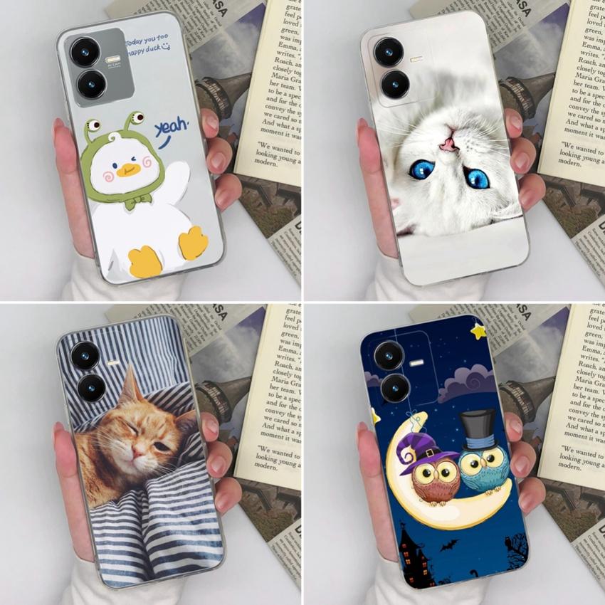 Прозрачный чехол для телефона для Vivo Y36 Y22S Y33 Y35 Y37 Y27 Милый утиный узор Мягкий силикон Высокое качество Устойчивый к царапинам Защитный чехол для Vivo Чехлы