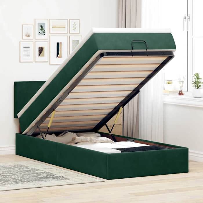 Maison Exclusive - Cadre de lit ottoman avec matelas vert foncé 90x200 cm velours