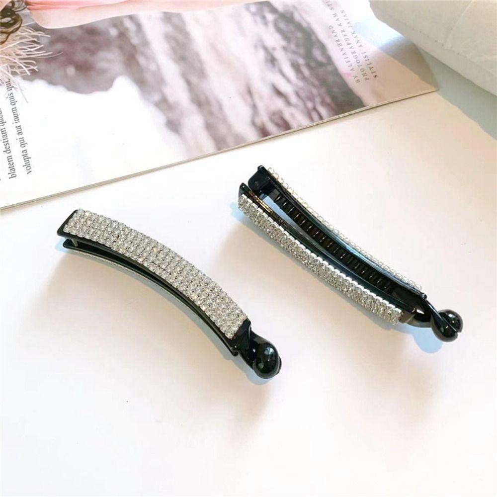 Hairpin Bowknot Hair Clip Ponytail Holder Vertical Clip Cute Rhinestone Banana Clip Women