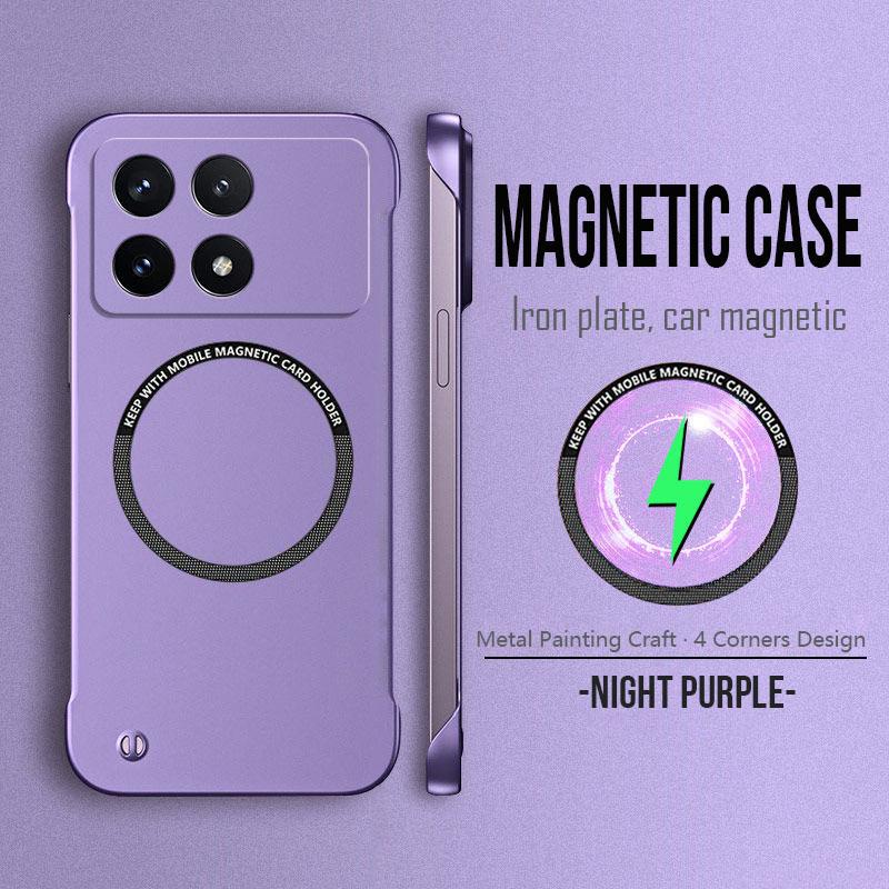 Магнитный металлический рисунок краски ультратонкий безрамочный чехол для телефона Xiaomi Poco X7 X6 F6 F5 Pro F3 чехлы для беспроводной зарядки