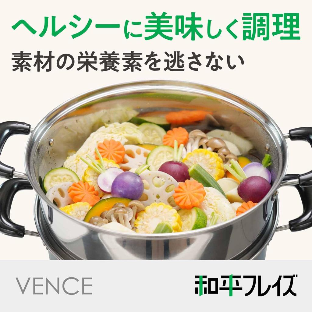 Пароварка Wahei Freiz Vense 30 см со стеклянной крышкой, совместимая с IH, нержавеющая сталь, серебристая, двухъярусная VR-8183