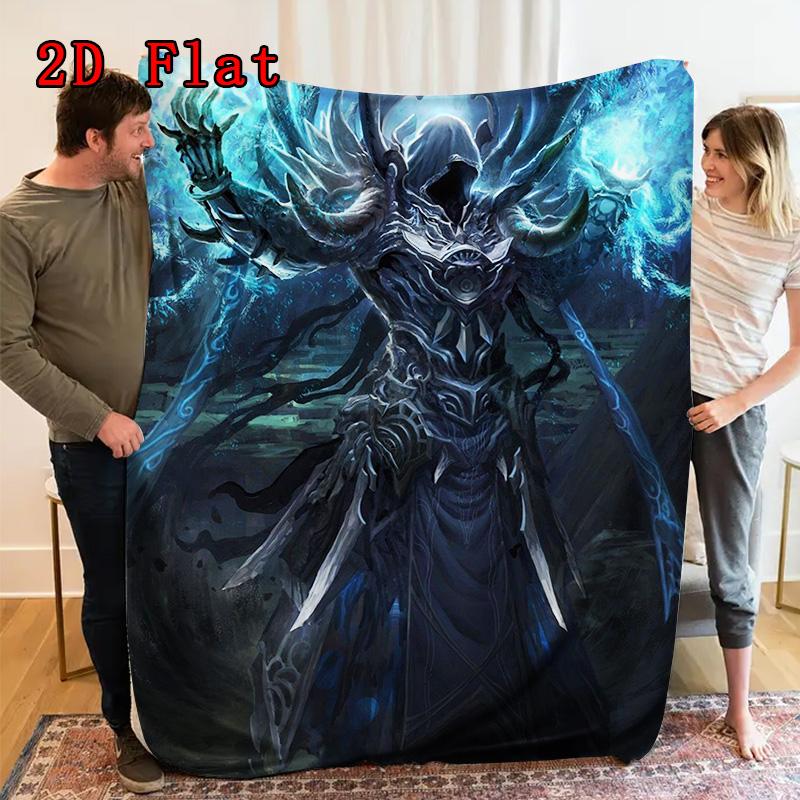 Death Knight 2D Flat Pattern Flannel Blanket High quality All Seasons Warmth and Comfort Perfect for Christmas Gifts.MMT0918110