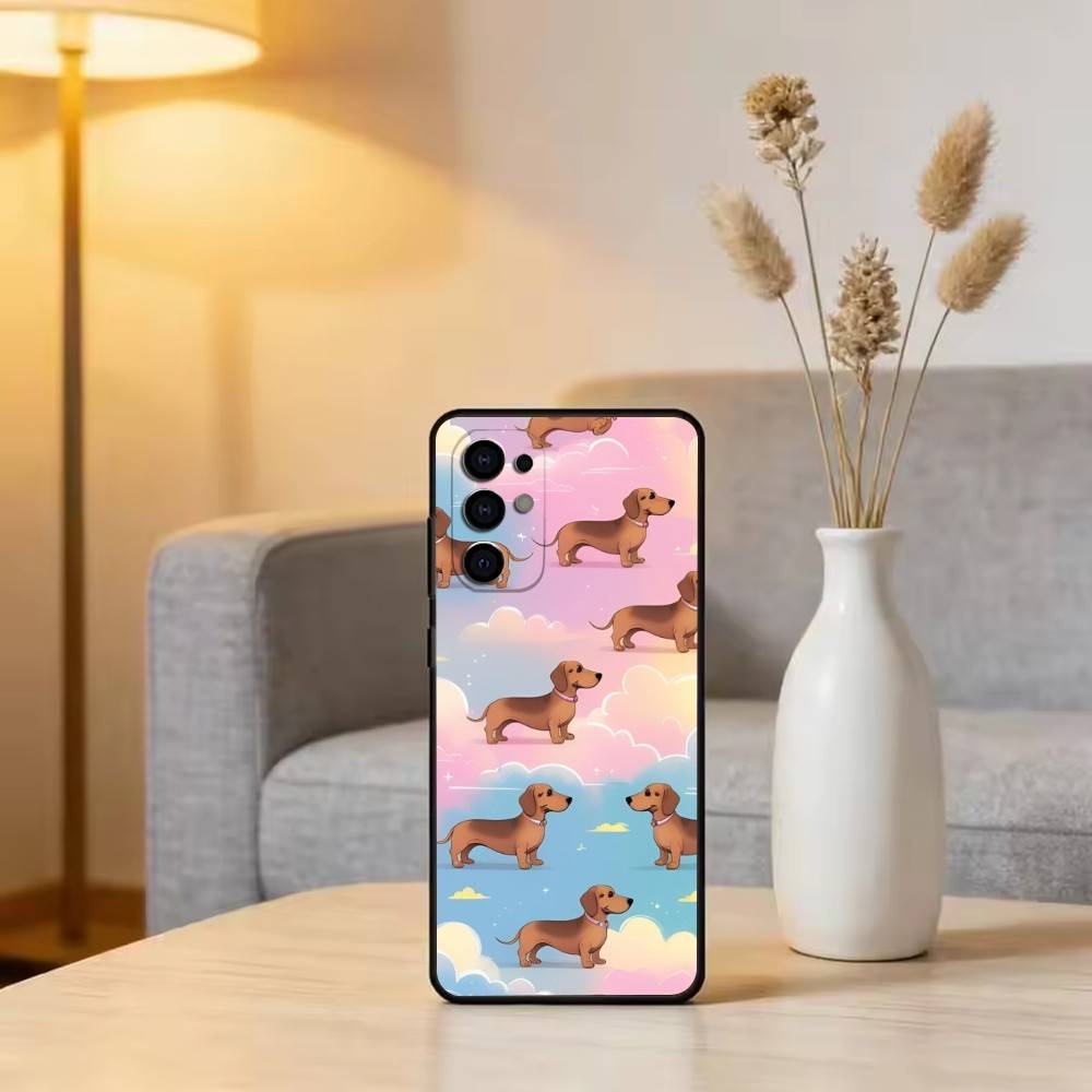 C-Милый C-Мультяшный D-Такса Чехол для Телефона Для Samsung S25,S24,S21,S22,S23,S30,Ultra,S20,Plus,Fe,Мягкий Силикон Черный Чехол