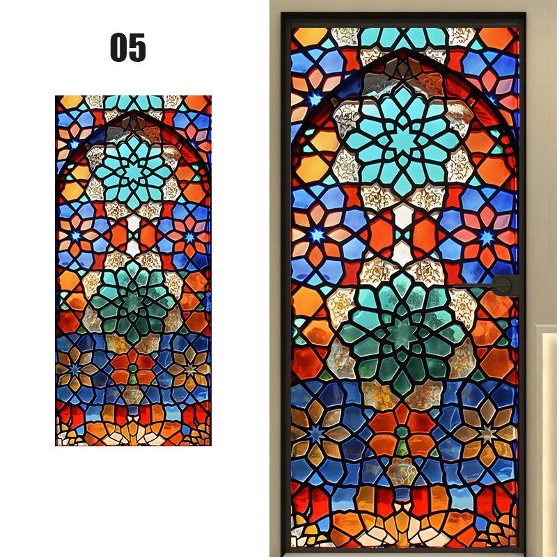 European Style Retro Church Stained Glass Film Frosted Privacy Window Film Home Decor Self - Adhesive Glass Stickers