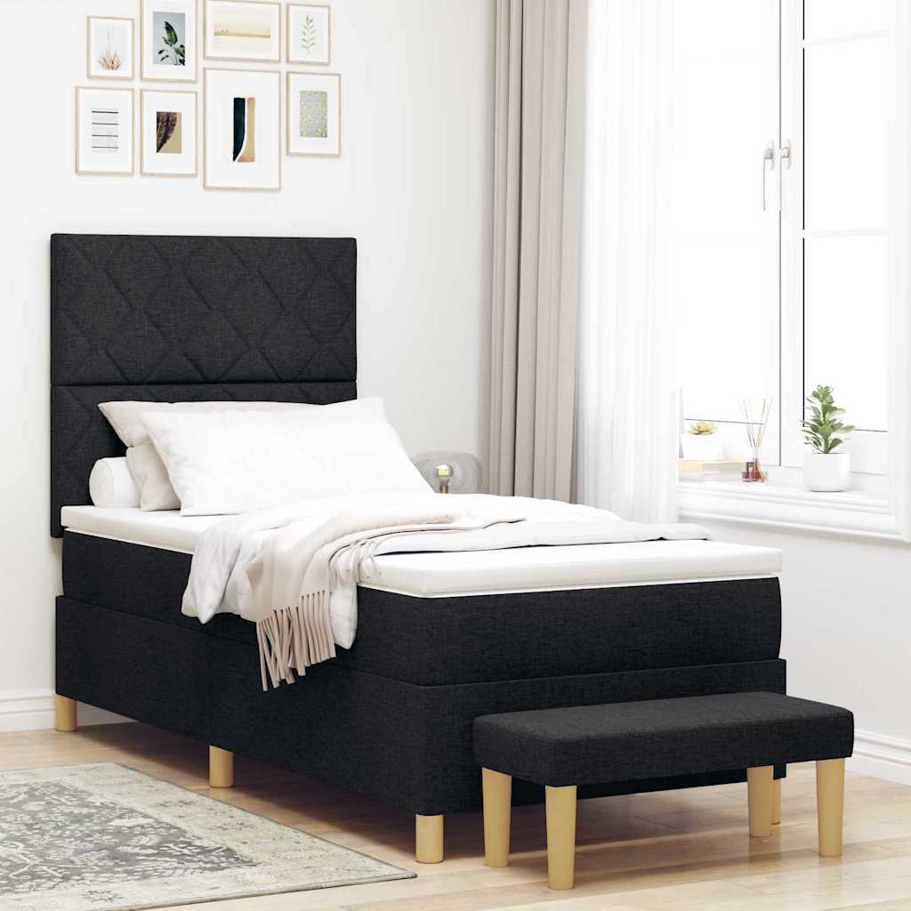 Box Spring Bed with Cushions Black 200 x 100 cm Fabric