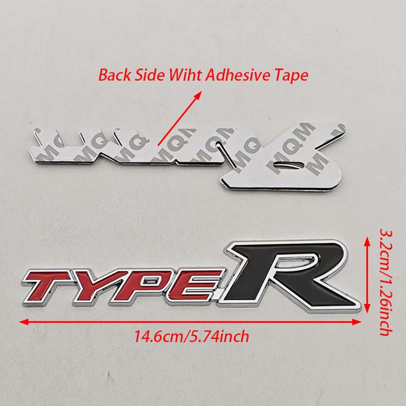 3D Metal Car Styling Type R Logo Rear Trunk Sticker Badge Emblem Decal For Honda Civic TYPE R CRV HRV Accord Fit Car Accessories ahw256